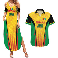 Custom Amazon Warriors Guyana Cricket Couples Matching Summer Maxi Dress and Hawaiian Shirt Ready For Glory Yellow Version - Wonder Print Shop