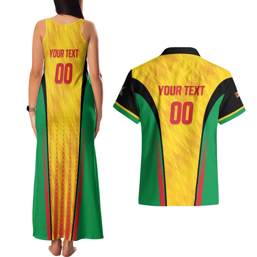 Custom Amazon Warriors Guyana Cricket Couples Matching Tank Maxi Dress and Hawaiian Shirt Ready For Glory Yellow Version - Wonder Print Shop