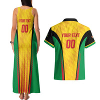 Custom Amazon Warriors Guyana Cricket Couples Matching Tank Maxi Dress and Hawaiian Shirt Ready For Glory Yellow Version - Wonder Print Shop