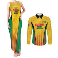 Custom Amazon Warriors Guyana Cricket Couples Matching Tank Maxi Dress and Long Sleeve Button Shirt Ready For Glory Yellow Version - Wonder Print Shop