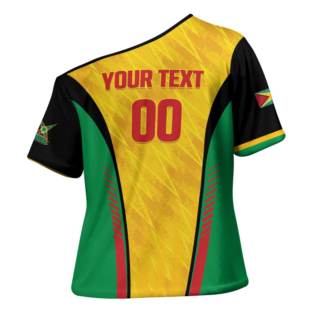 Custom Amazon Warriors Guyana Cricket Cross Shoulder Shirt Ready For Glory Yellow Version - Wonder Print Shop