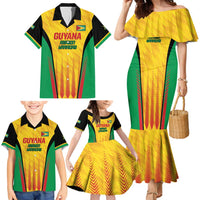 Custom Amazon Warriors Guyana Cricket Family Matching Mermaid Dress and Hawaiian Shirt Ready For Glory Yellow Version - Wonder Print Shop