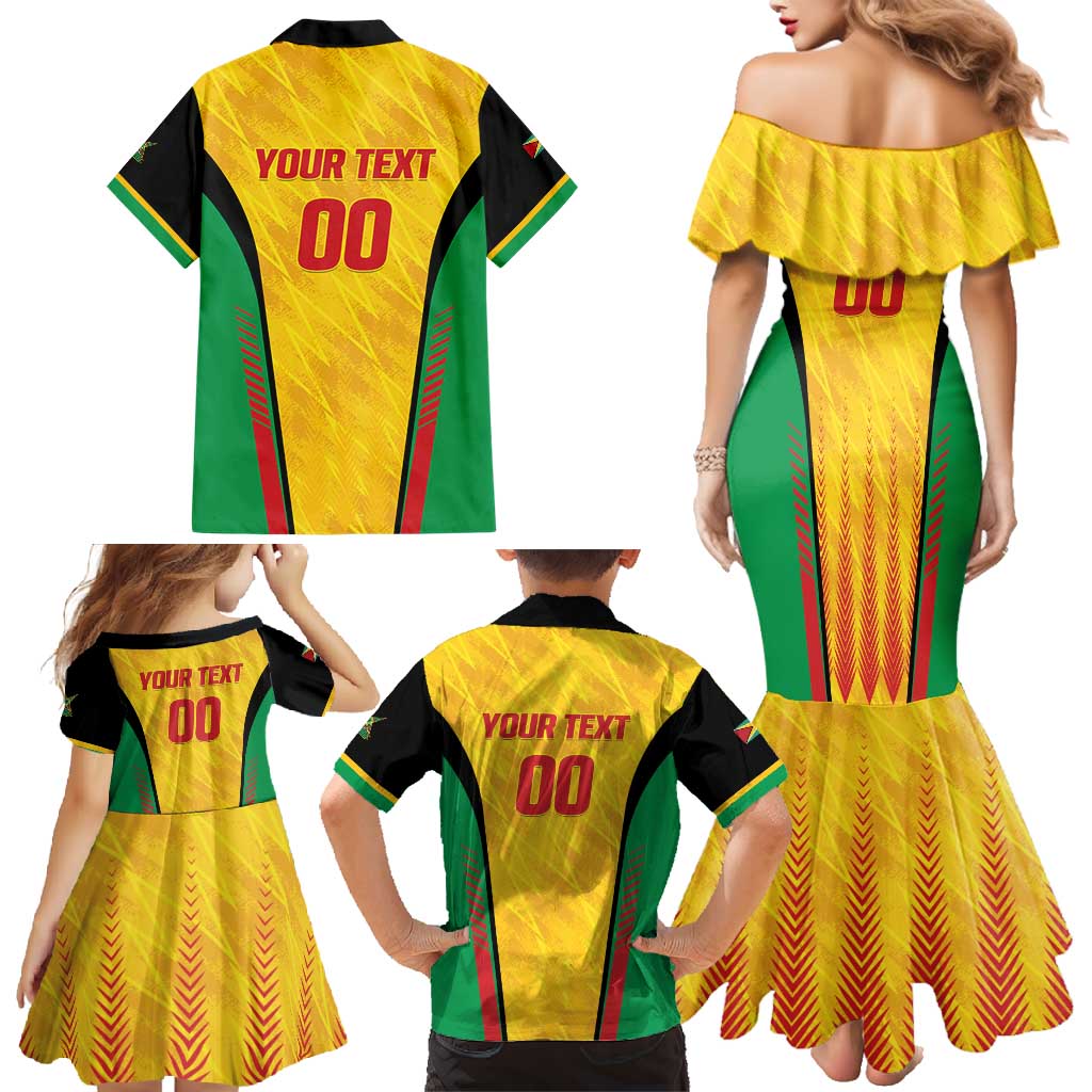 Custom Amazon Warriors Guyana Cricket Family Matching Mermaid Dress and Hawaiian Shirt Ready For Glory Yellow Version - Wonder Print Shop