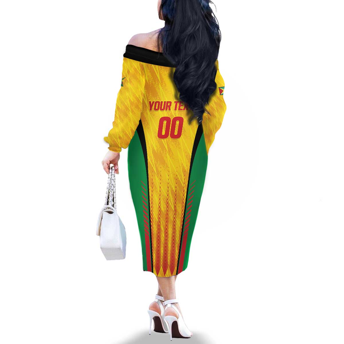 Custom Amazon Warriors Guyana Cricket Family Matching Off The Shoulder Long Sleeve Dress and Hawaiian Shirt Ready For Glory Yellow Version - Wonder Print Shop