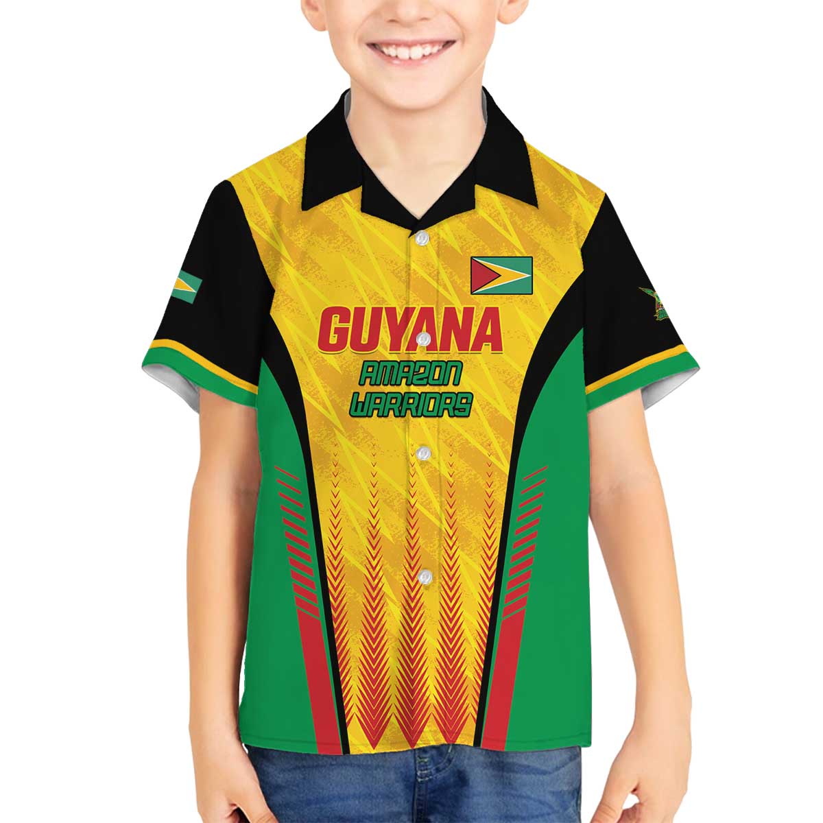 Custom Amazon Warriors Guyana Cricket Family Matching Off The Shoulder Long Sleeve Dress and Hawaiian Shirt Ready For Glory Yellow Version - Wonder Print Shop