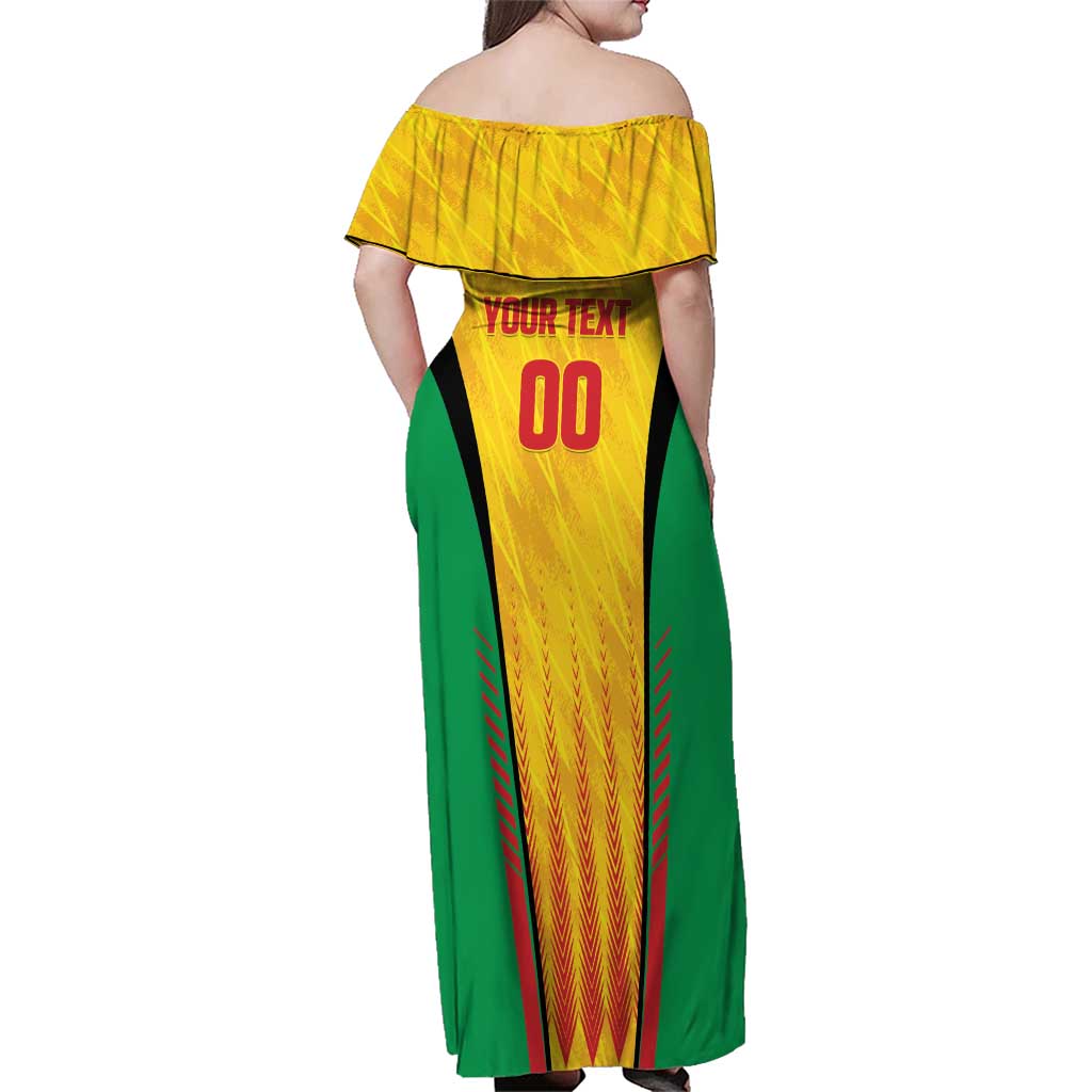 Custom Amazon Warriors Guyana Cricket Family Matching Off Shoulder Maxi Dress and Hawaiian Shirt Ready For Glory Yellow Version - Wonder Print Shop