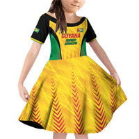 Custom Amazon Warriors Guyana Cricket Family Matching Off Shoulder Short Dress and Hawaiian Shirt Ready For Glory Yellow Version - Wonder Print Shop