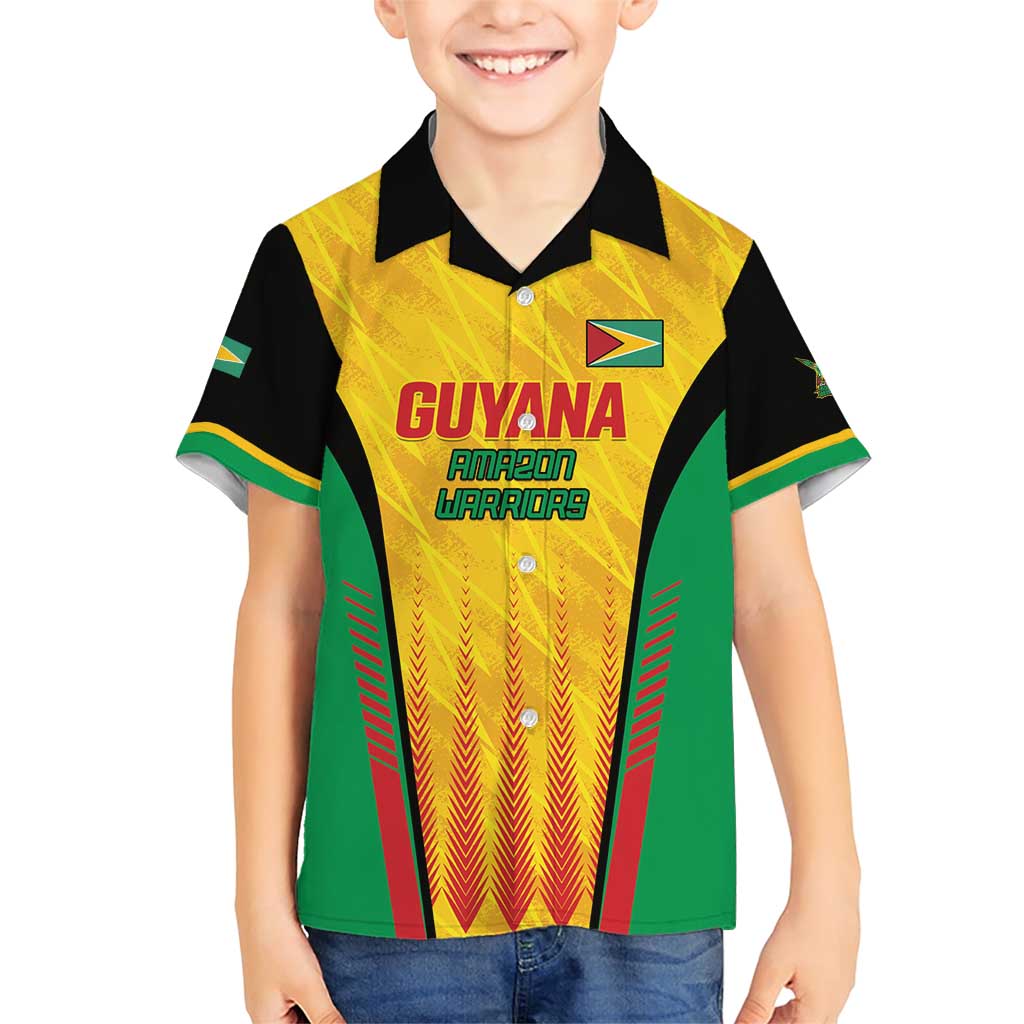 Custom Amazon Warriors Guyana Cricket Family Matching Short Sleeve Bodycon Dress and Hawaiian Shirt Ready For Glory Yellow Version - Wonder Print Shop