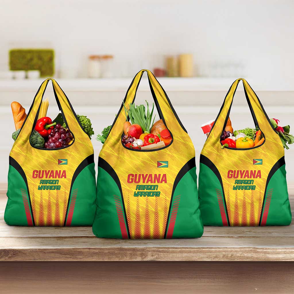 Custom Amazon Warriors Guyana Cricket Grocery Bag Ready For Glory Yellow Version - Wonder Print Shop