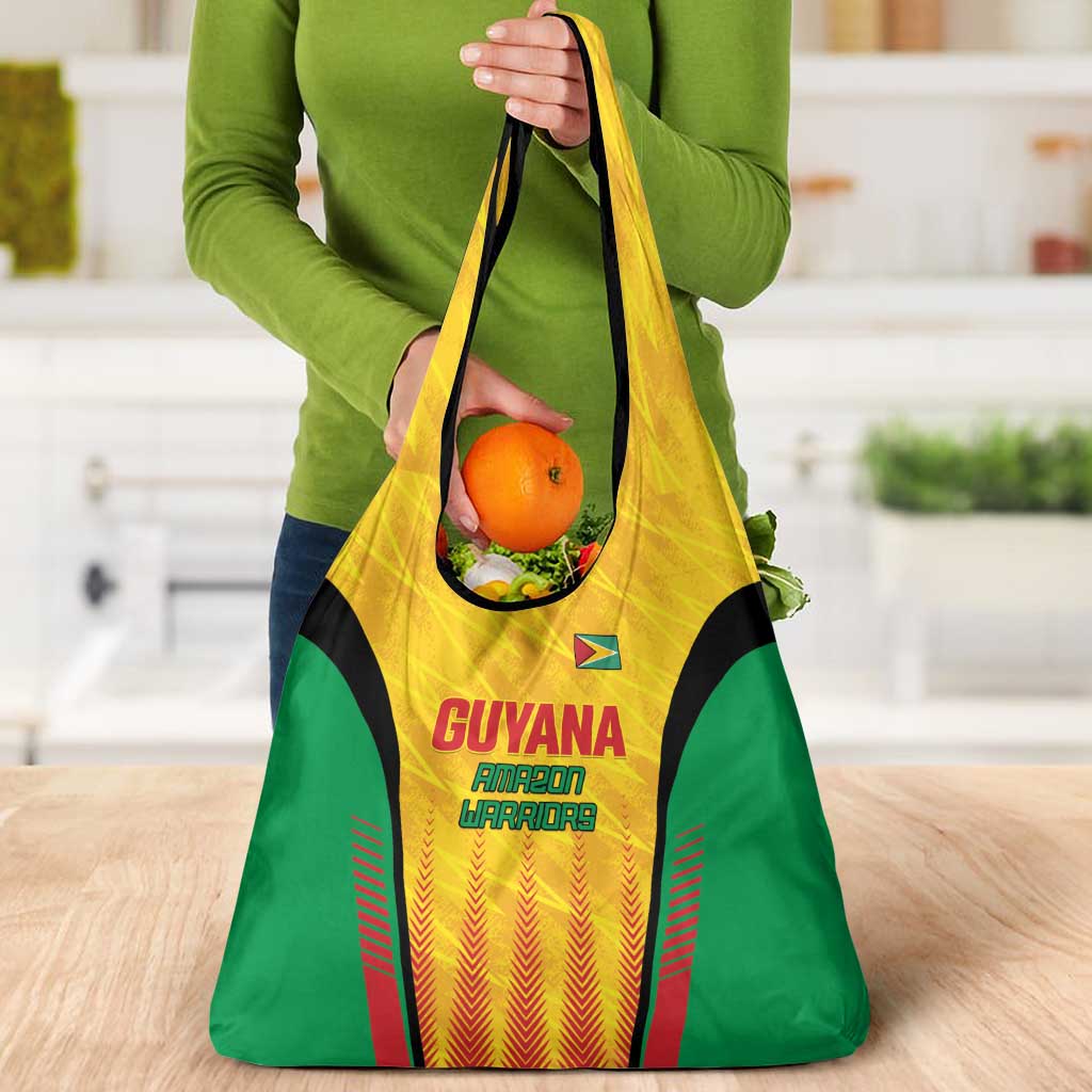 Custom Amazon Warriors Guyana Cricket Grocery Bag Ready For Glory Yellow Version - Wonder Print Shop