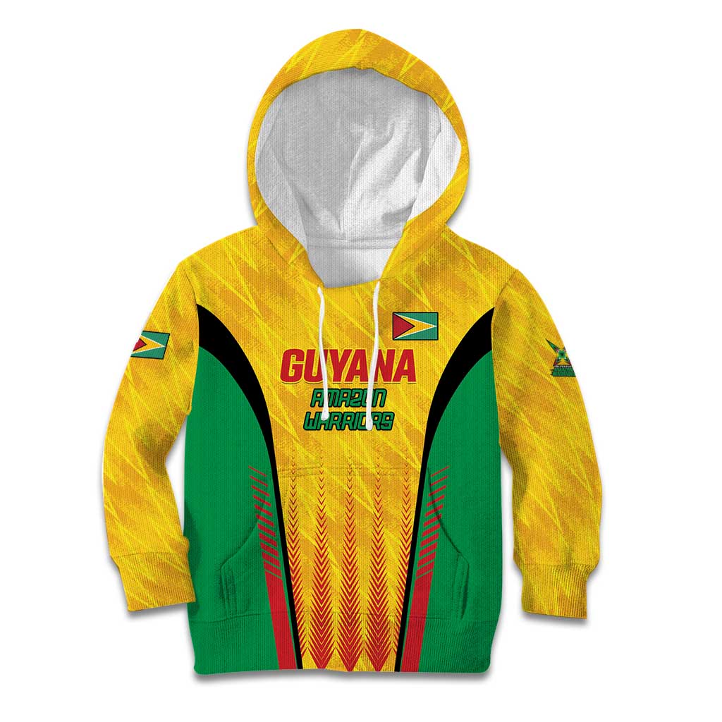 Custom Amazon Warriors Guyana Cricket Kid Hoodie Ready For Glory Yellow Version - Wonder Print Shop
