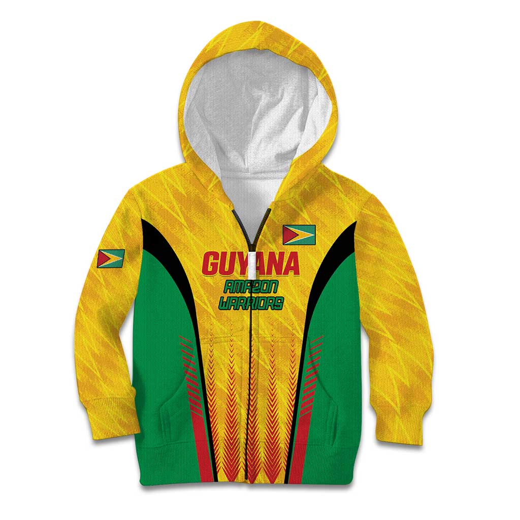 Custom Amazon Warriors Guyana Cricket Kid Hoodie Ready For Glory Yellow Version - Wonder Print Shop