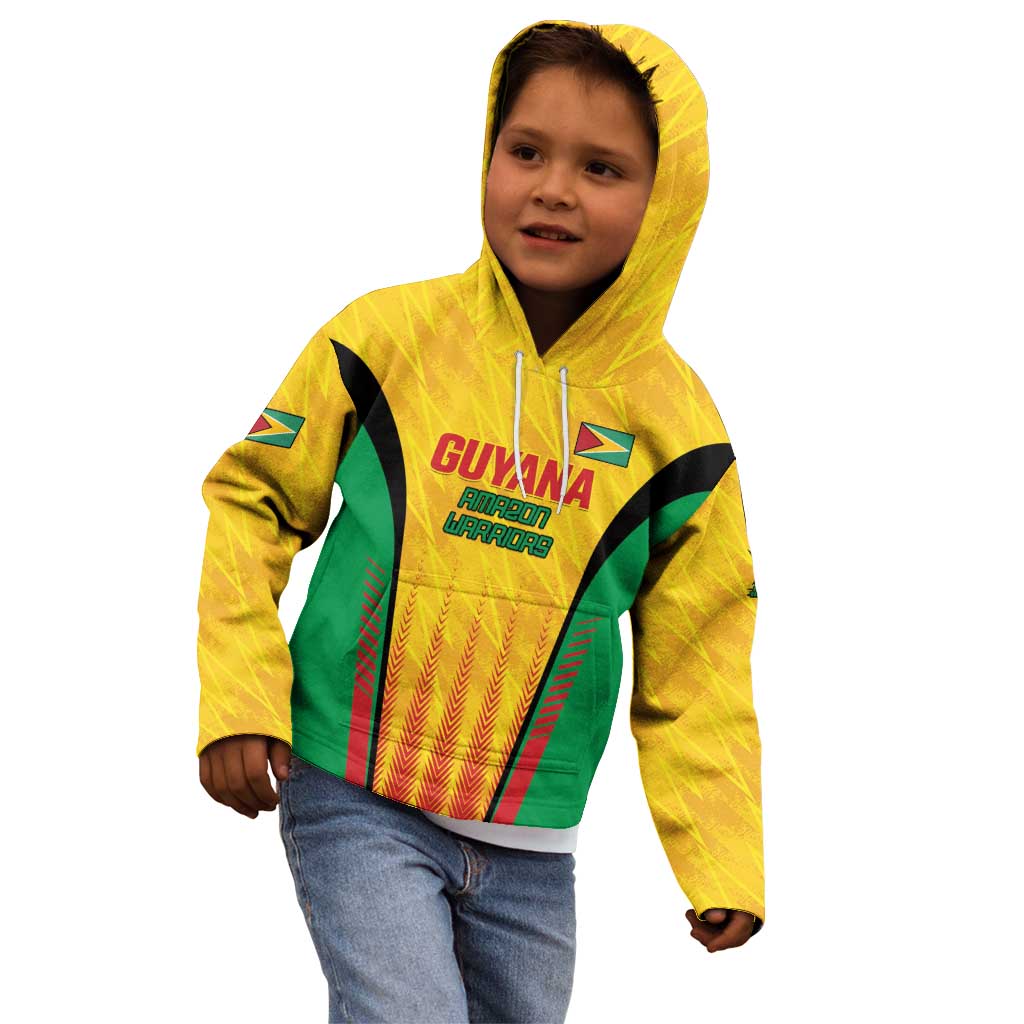 Custom Amazon Warriors Guyana Cricket Kid Hoodie Ready For Glory Yellow Version - Wonder Print Shop