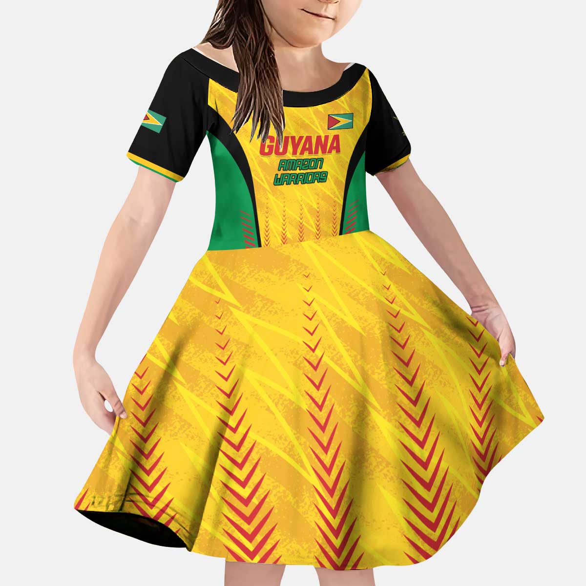 Custom Amazon Warriors Guyana Cricket Kid Short Sleeve Dress Ready For Glory Yellow Version - Wonder Print Shop