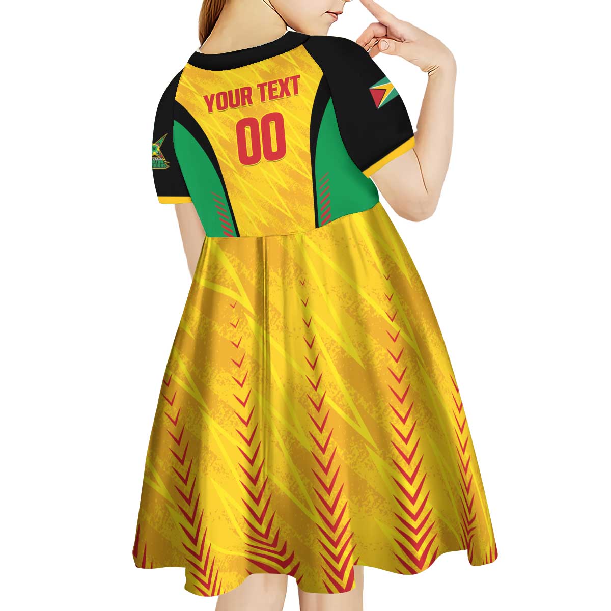 Custom Amazon Warriors Guyana Cricket Kid Short Sleeve Dress Ready For Glory Yellow Version - Wonder Print Shop
