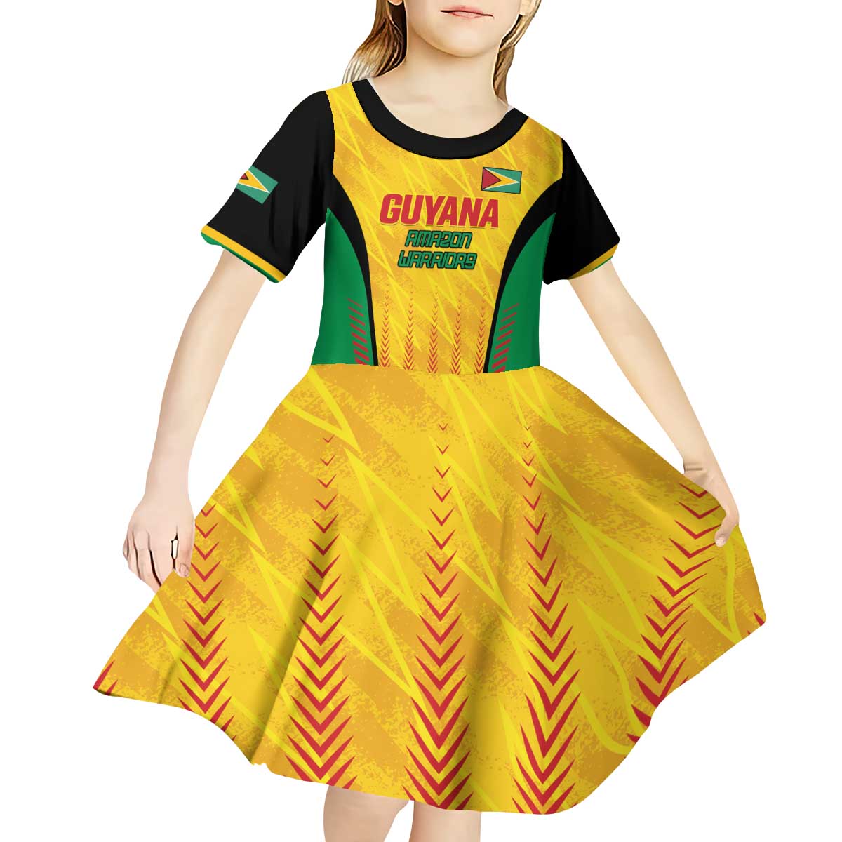 Custom Amazon Warriors Guyana Cricket Kid Short Sleeve Dress Ready For Glory Yellow Version - Wonder Print Shop