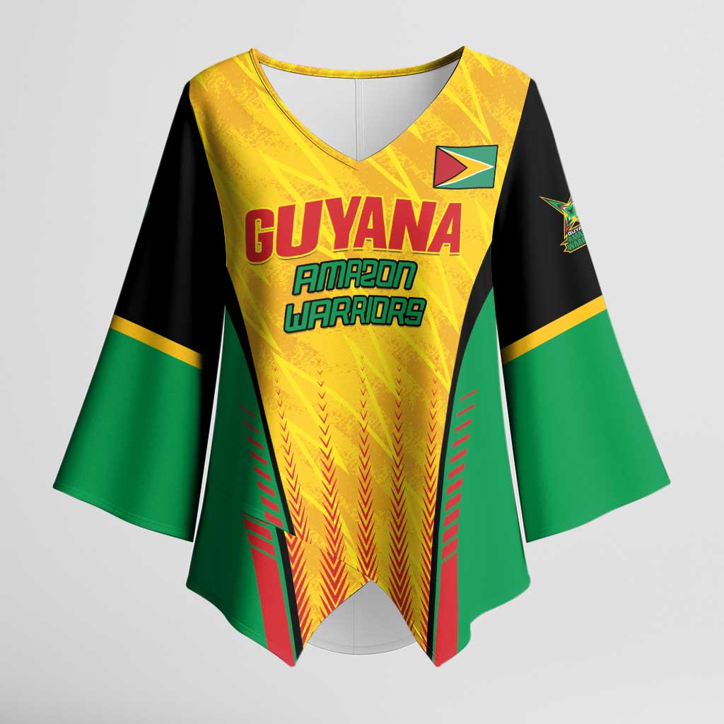 Custom Amazon Warriors Guyana Cricket Kimono Sleeve Blouse Ready For Glory Yellow Version - Wonder Print Shop