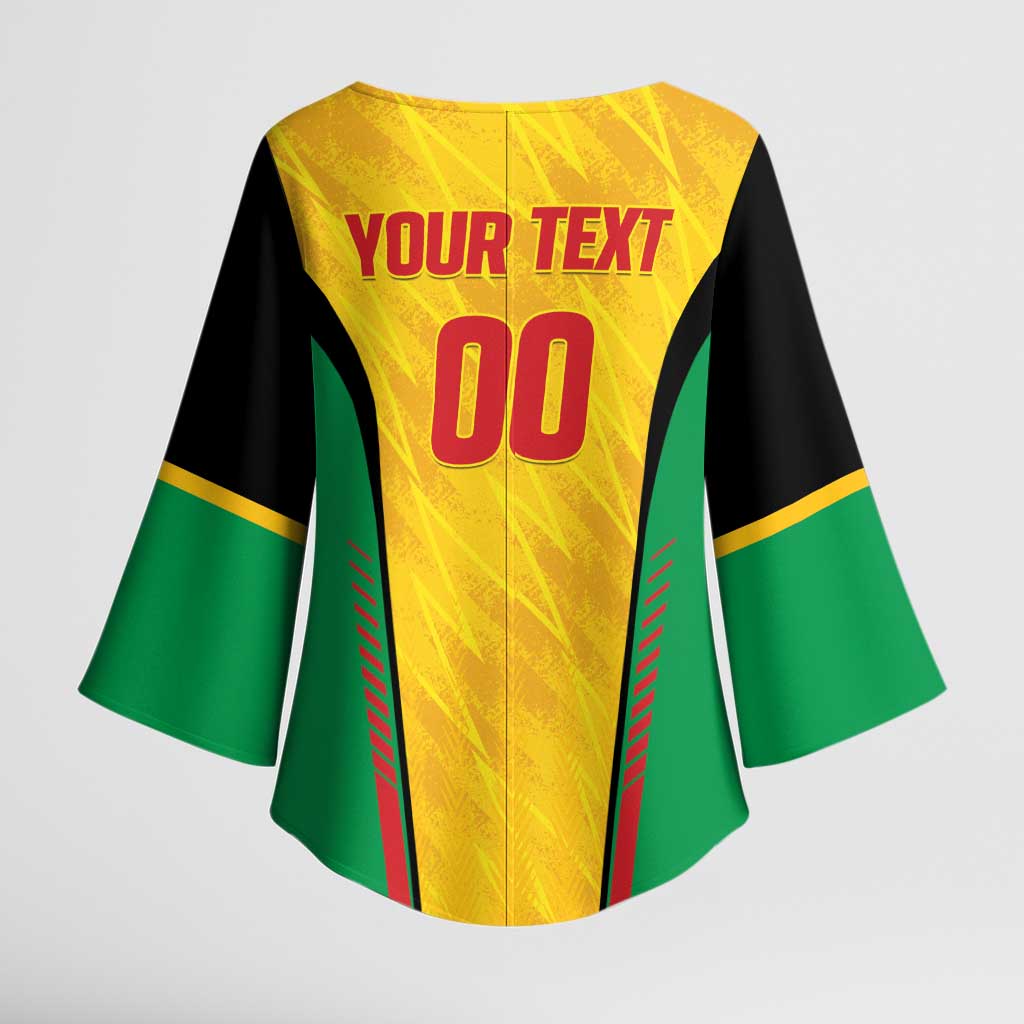 Custom Amazon Warriors Guyana Cricket Kimono Sleeve Blouse Ready For Glory Yellow Version - Wonder Print Shop