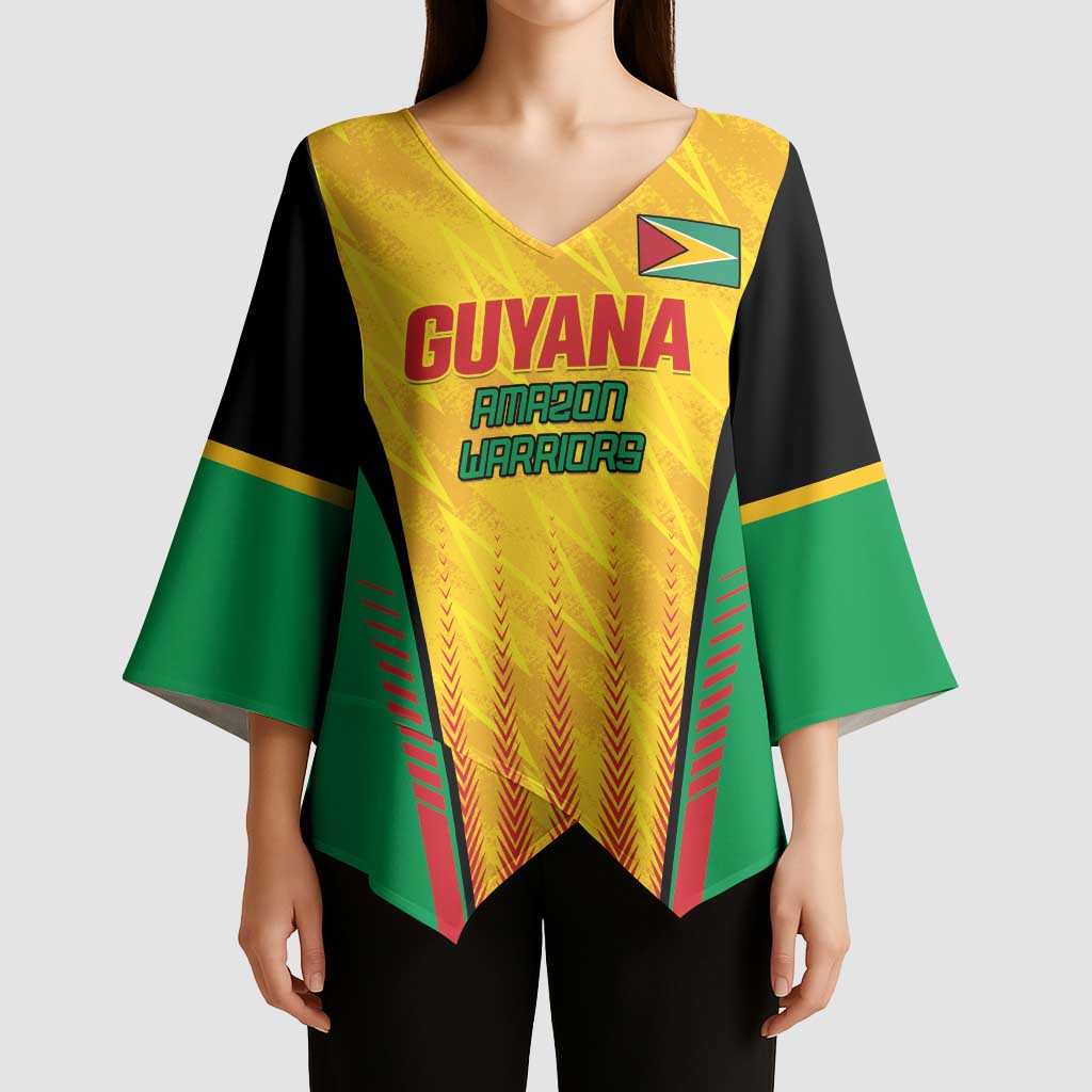 Custom Amazon Warriors Guyana Cricket Kimono Sleeve Blouse Ready For Glory Yellow Version - Wonder Print Shop