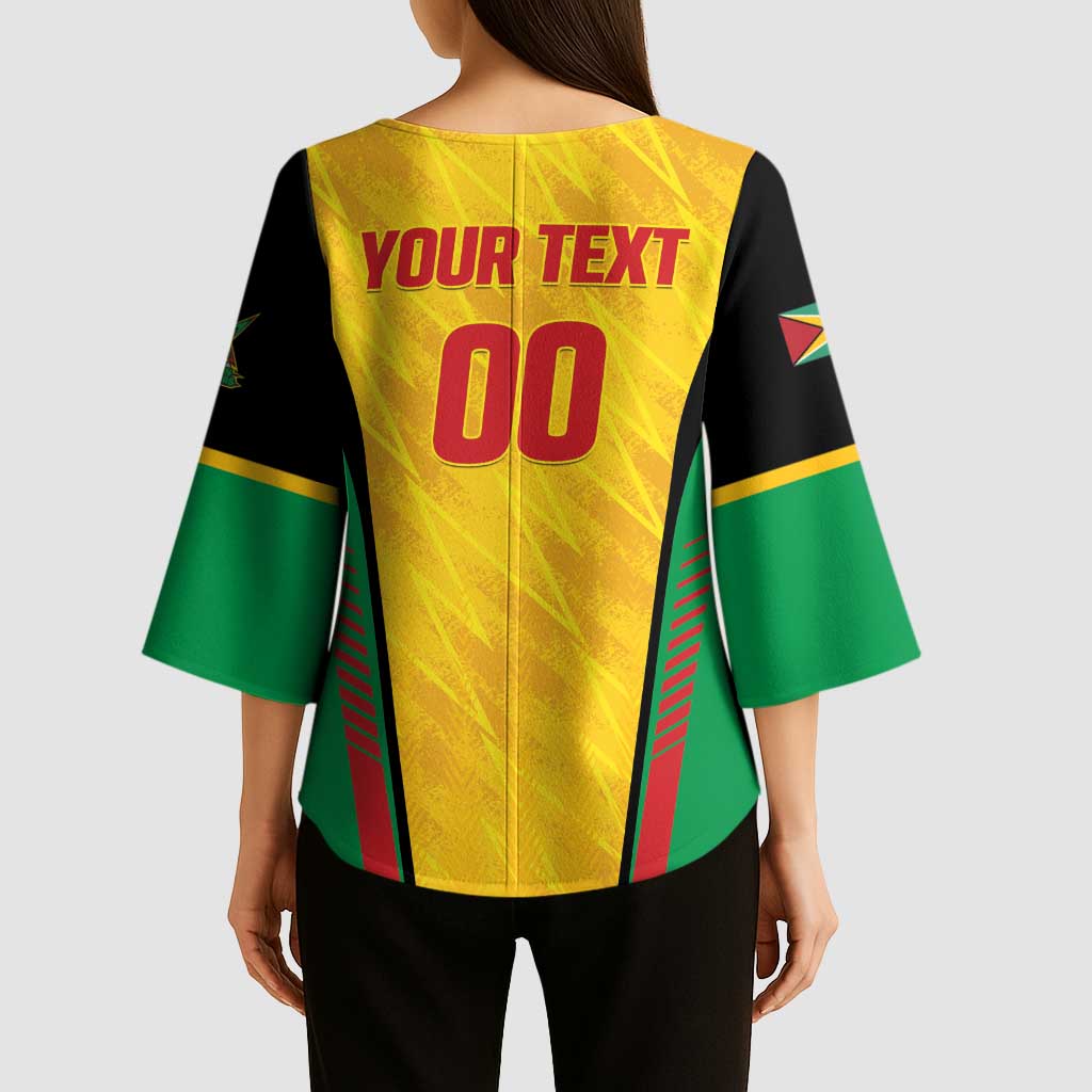 Custom Amazon Warriors Guyana Cricket Kimono Sleeve Blouse Ready For Glory Yellow Version - Wonder Print Shop