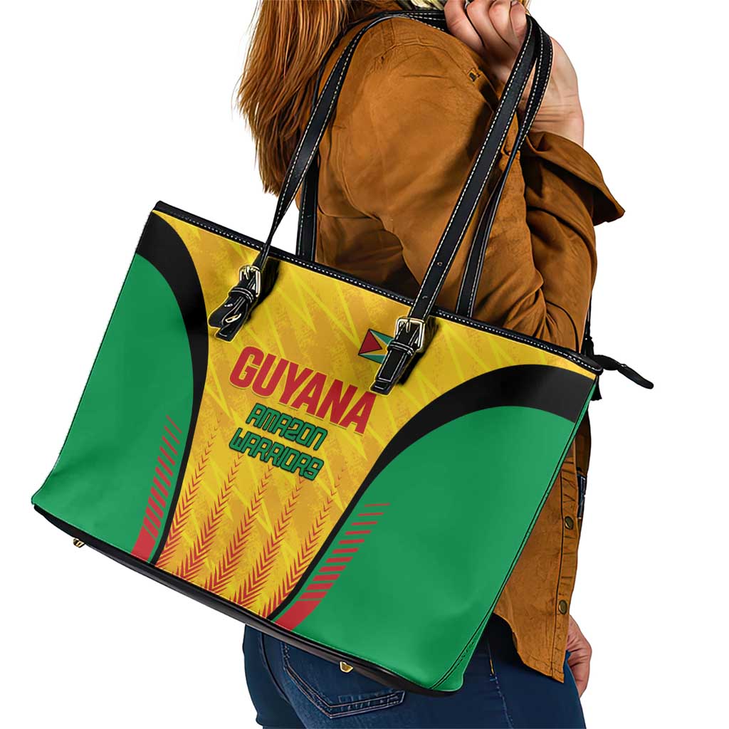 Custom Amazon Warriors Guyana Cricket Leather Tote Bag Ready For Glory Yellow Version - Wonder Print Shop