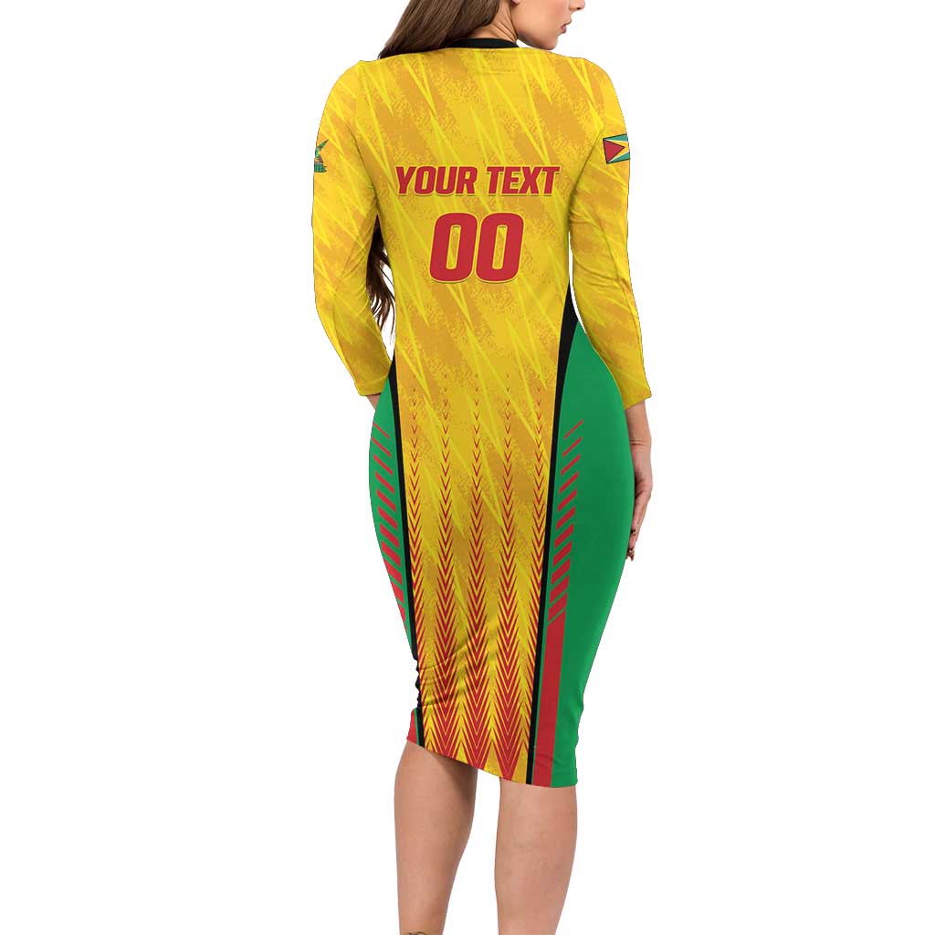 Custom Amazon Warriors Guyana Cricket Long Sleeve Bodycon Dress Ready For Glory Yellow Version - Wonder Print Shop