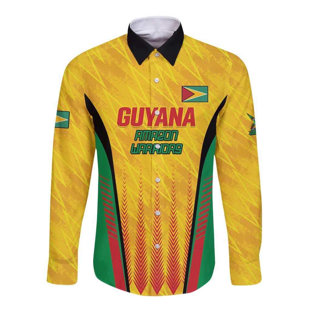 Custom Amazon Warriors Guyana Cricket Long Sleeve Button Shirt Ready For Glory Yellow Version - Wonder Print Shop