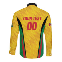 Custom Amazon Warriors Guyana Cricket Long Sleeve Button Shirt Ready For Glory Yellow Version - Wonder Print Shop