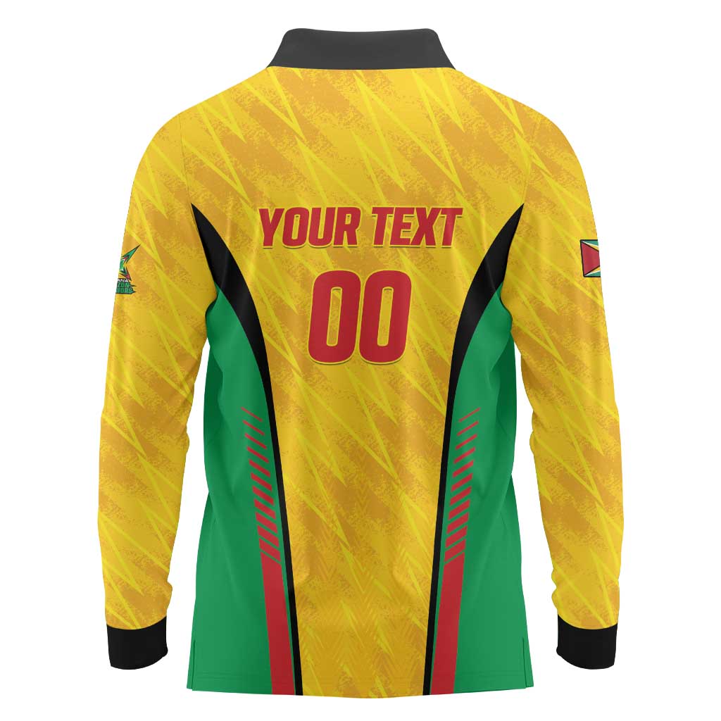 Custom Amazon Warriors Guyana Cricket Long Sleeve Polo Shirt Ready For Glory Yellow Version - Wonder Print Shop