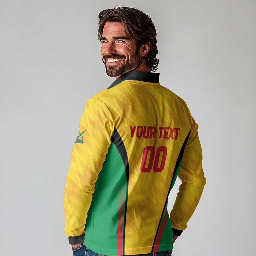 Custom Amazon Warriors Guyana Cricket Long Sleeve Polo Shirt Ready For Glory Yellow Version - Wonder Print Shop