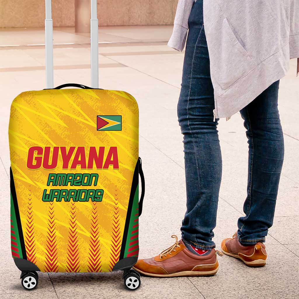 Custom Amazon Warriors Guyana Cricket Luggage Cover Ready For Glory Yellow Version - Wonder Print Shop