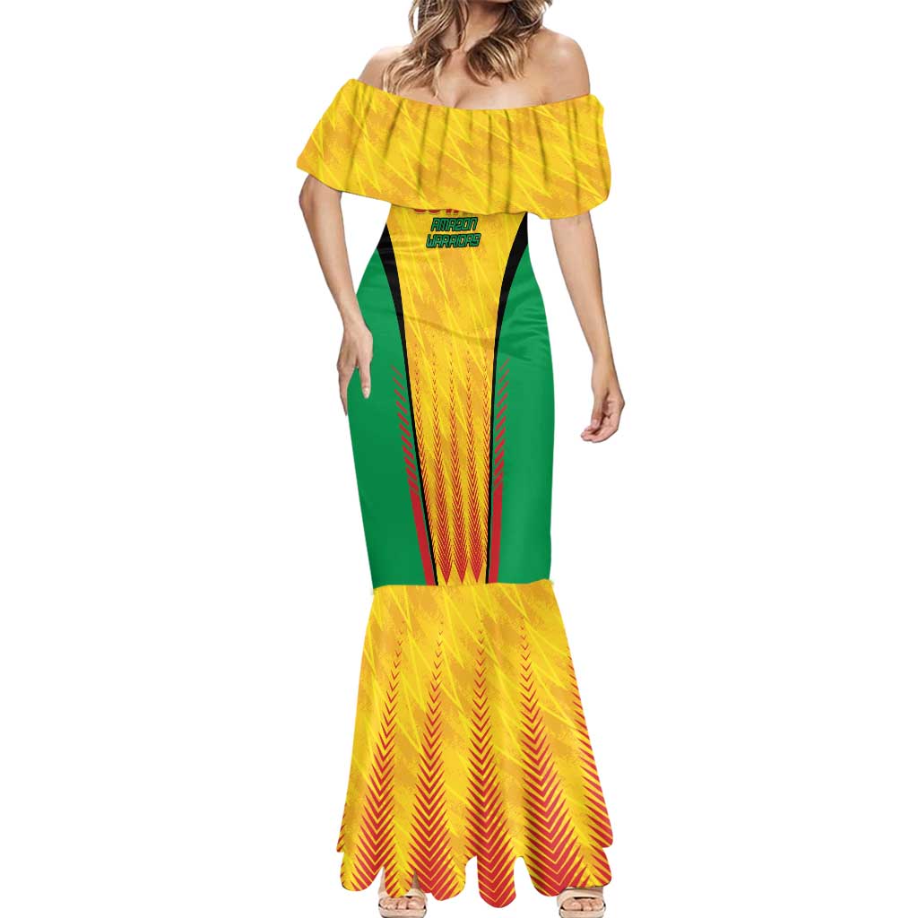 Custom Amazon Warriors Guyana Cricket Mermaid Dress Ready For Glory Yellow Version - Wonder Print Shop