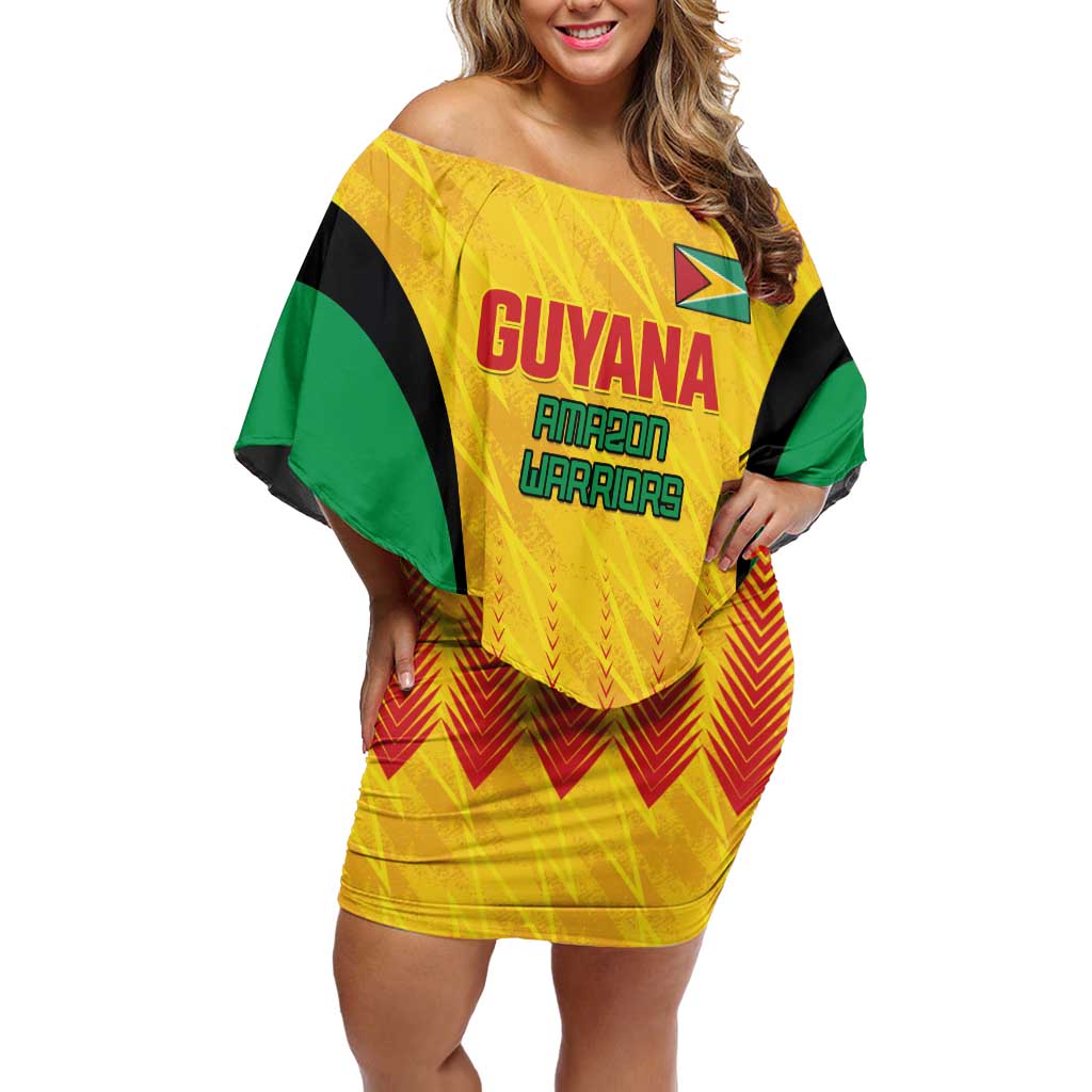 Custom Amazon Warriors Guyana Cricket Off Shoulder Short Dress Ready For Glory Yellow Version - Wonder Print Shop