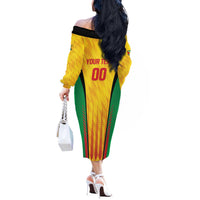 Custom Amazon Warriors Guyana Cricket Off The Shoulder Long Sleeve Dress Ready For Glory Yellow Version - Wonder Print Shop