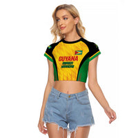 Custom Amazon Warriors Guyana Cricket Raglan Cropped T Shirt Ready For Glory Yellow Version - Wonder Print Shop