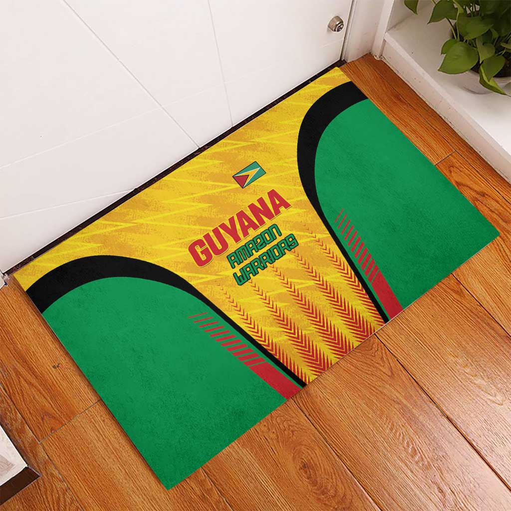 Custom Amazon Warriors Guyana Cricket Rubber Doormat Ready For Glory Yellow Version - Wonder Print Shop