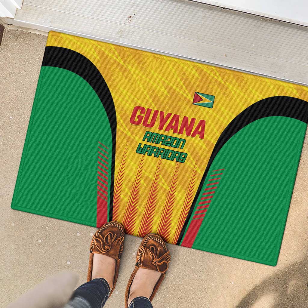 Custom Amazon Warriors Guyana Cricket Rubber Doormat Ready For Glory Yellow Version - Wonder Print Shop