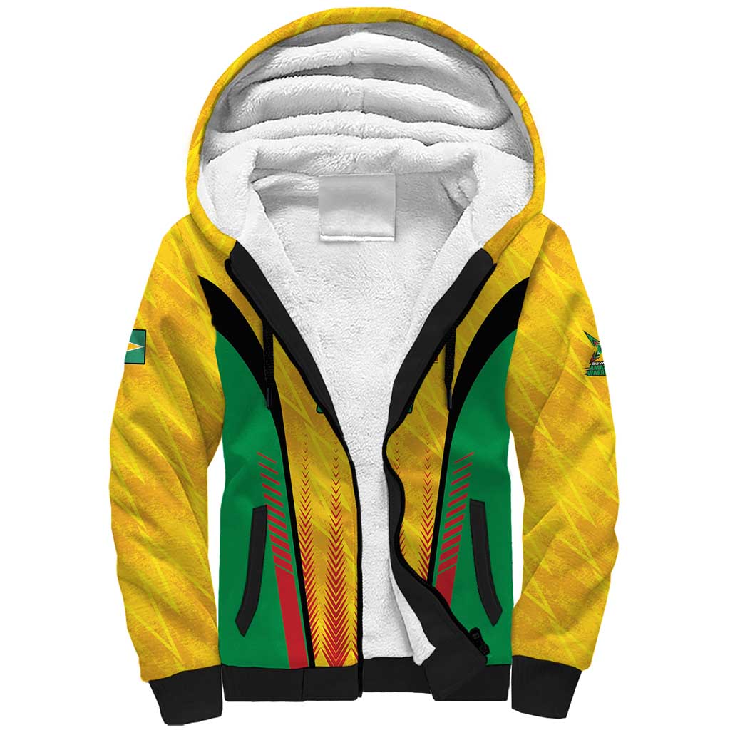 Custom Amazon Warriors Guyana Cricket Sherpa Hoodie Ready For Glory Yellow Version - Wonder Print Shop