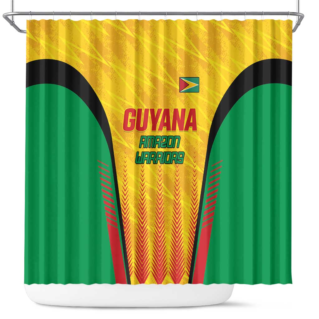 Custom Amazon Warriors Guyana Cricket Shower Curtain Ready For Glory Yellow Version - Wonder Print Shop