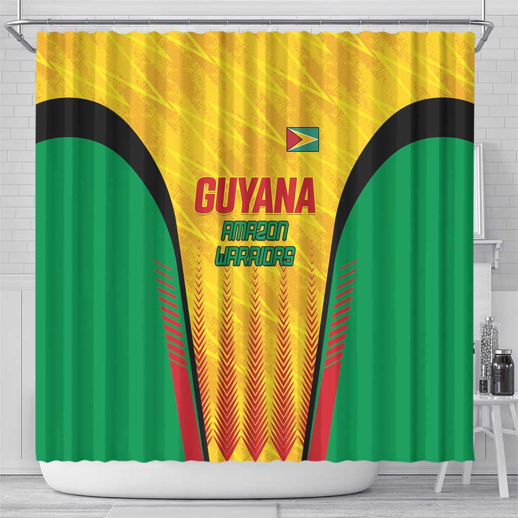 Custom Amazon Warriors Guyana Cricket Shower Curtain Ready For Glory Yellow Version - Wonder Print Shop