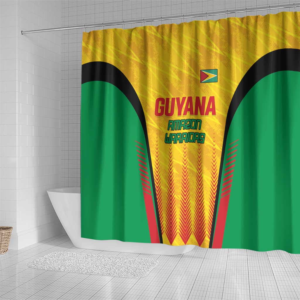 Custom Amazon Warriors Guyana Cricket Shower Curtain Ready For Glory Yellow Version - Wonder Print Shop