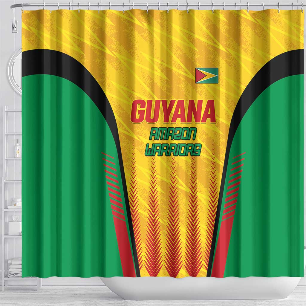 Custom Amazon Warriors Guyana Cricket Shower Curtain Ready For Glory Yellow Version - Wonder Print Shop