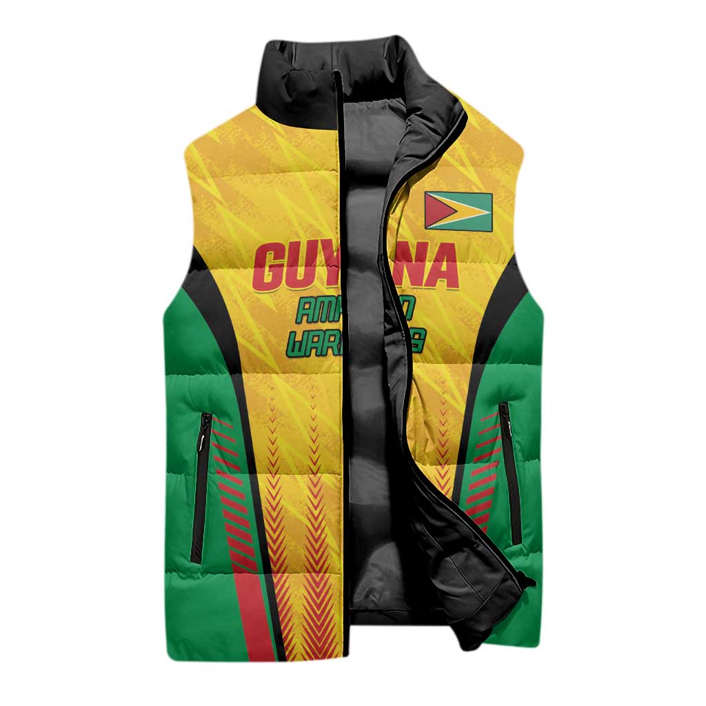 Custom Amazon Warriors Guyana Cricket Sleeveless Puffer Jacket Ready For Glory Yellow Version - Wonder Print Shop