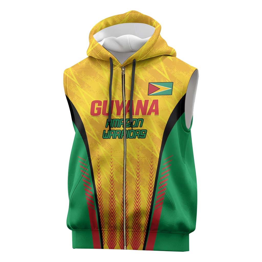 Custom Amazon Warriors Guyana Cricket Sleeveless Zip Hoodie Ready For Glory Yellow Version - Wonder Print Shop
