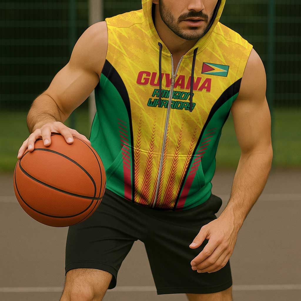 Custom Amazon Warriors Guyana Cricket Sleeveless Zip Hoodie Ready For Glory Yellow Version - Wonder Print Shop