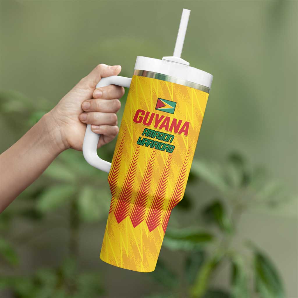 Custom Amazon Warriors Guyana Cricket Tumbler With Handle Ready For Glory Yellow Version - Wonder Print Shop