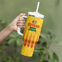 Custom Amazon Warriors Guyana Cricket Tumbler With Handle Ready For Glory Yellow Version - Wonder Print Shop