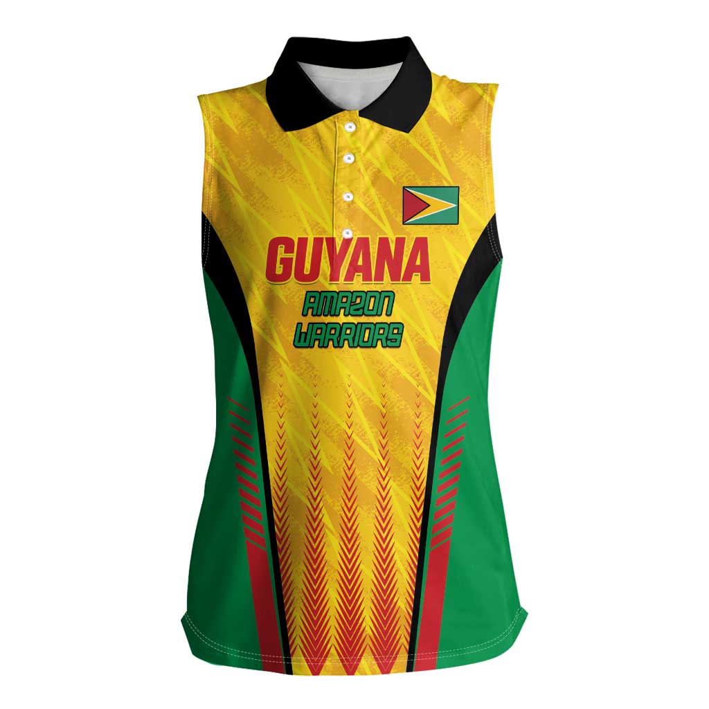 Custom Amazon Warriors Guyana Cricket Women Sleeveless Polo Shirt Ready For Glory Yellow Version - Wonder Print Shop