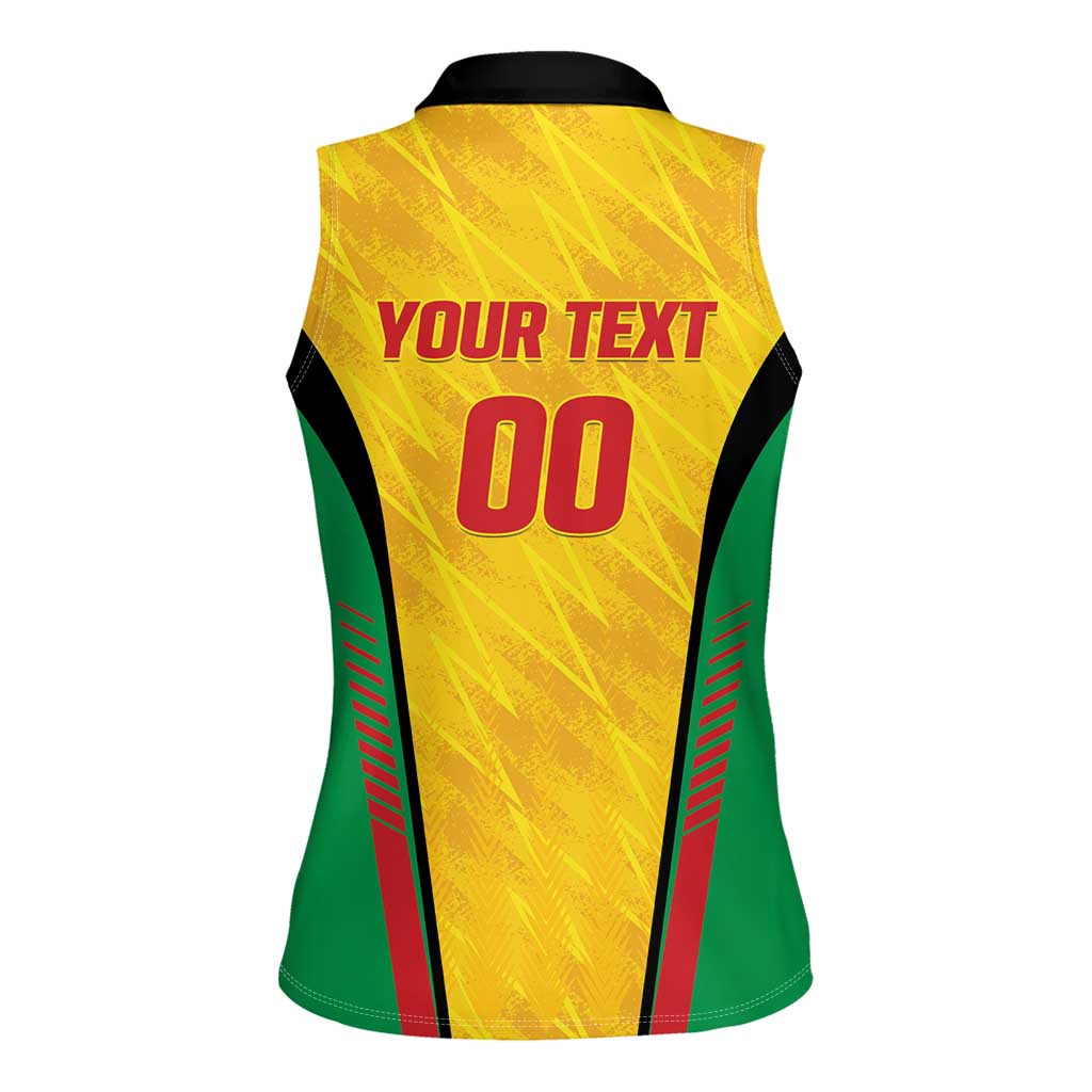 Custom Amazon Warriors Guyana Cricket Women Sleeveless Polo Shirt Ready For Glory Yellow Version - Wonder Print Shop