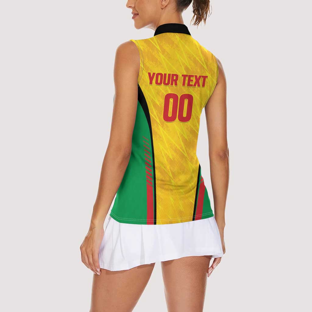 Custom Amazon Warriors Guyana Cricket Women Sleeveless Polo Shirt Ready For Glory Yellow Version - Wonder Print Shop
